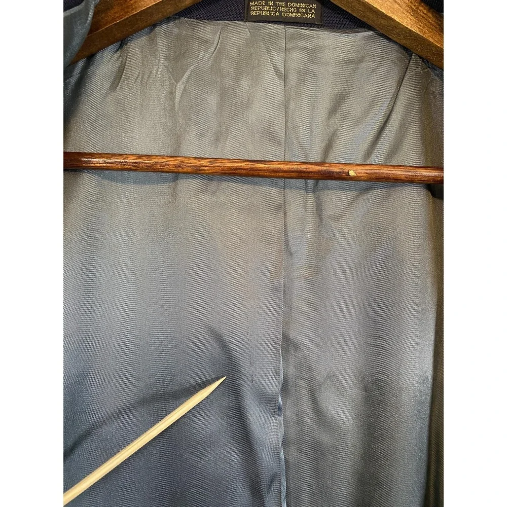 Stafford Blazer Men 42L Navy Blue Wool Blend Gold Button Classic Academia Preppy